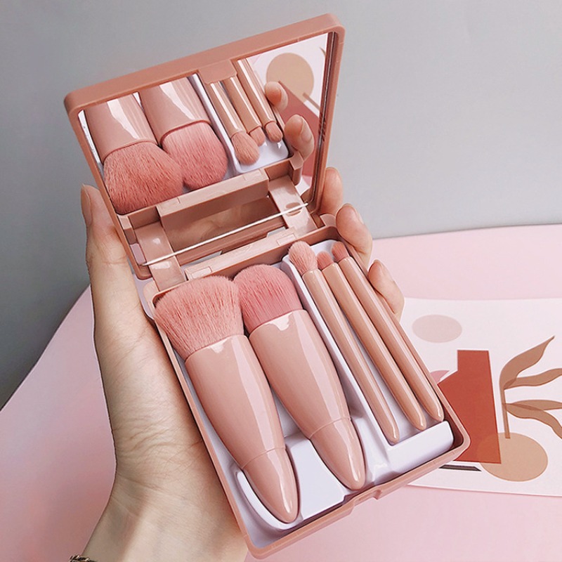 Huda Beauty Makeup Brush Set - طقم فرش مكياج محمول مع مرآة،