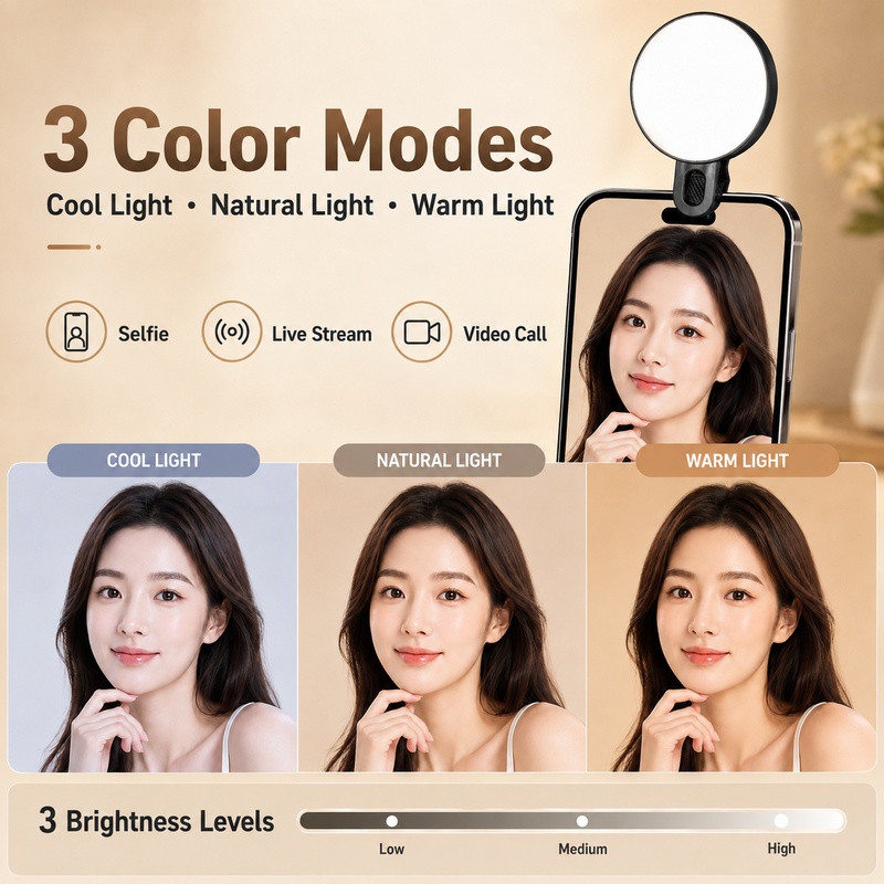 ضوء LED محمول RGB صغير مع مشبك - مراجعة Beauty Makeup Camera وسعره