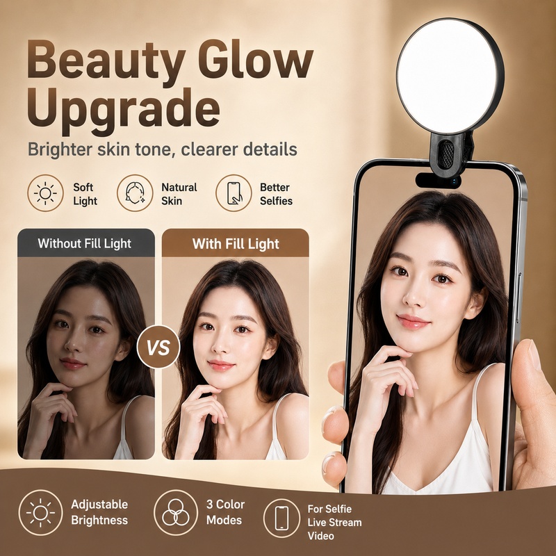 ضوء LED محمول RGB صغير مع مشبك - مراجعة Beauty Makeup Camera وسعره