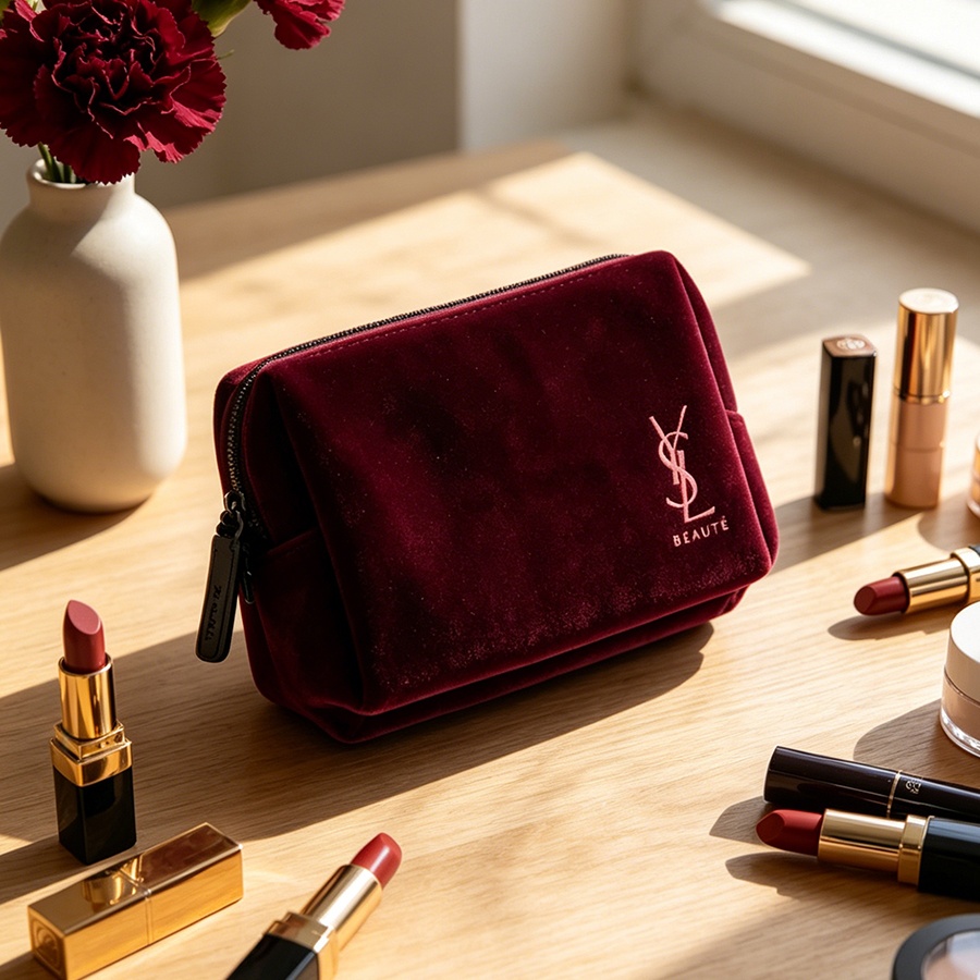 حقيبة YSL المخملية الصغيرة الم - مراجعة Ysl Beauty Makeup Bag وسعره